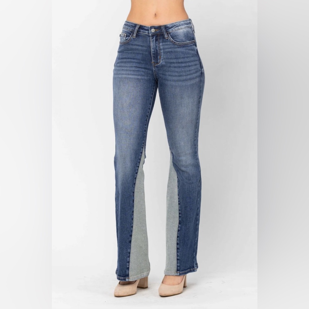 Judy Blue Plus Size 14W Panel Wide Leg Flare Jeans